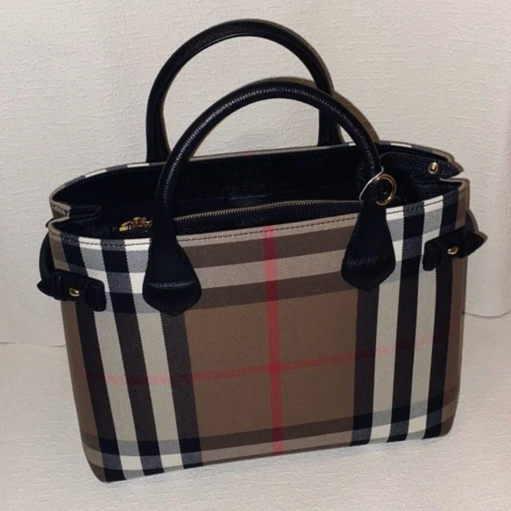 AUTHENTIC Burberry Banner Tote House Check Derby Canvas Shoulder Bag New